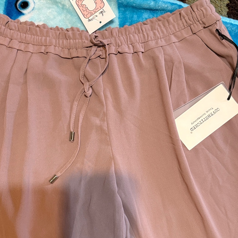 Coverstitched mauve lightweight pants large - Picture 2 of 9
